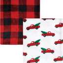 Hudson Baby Unisex Baby Silky Plush and Coral Fleece Blanket, Christmas Tree Truck, 30x36 inches