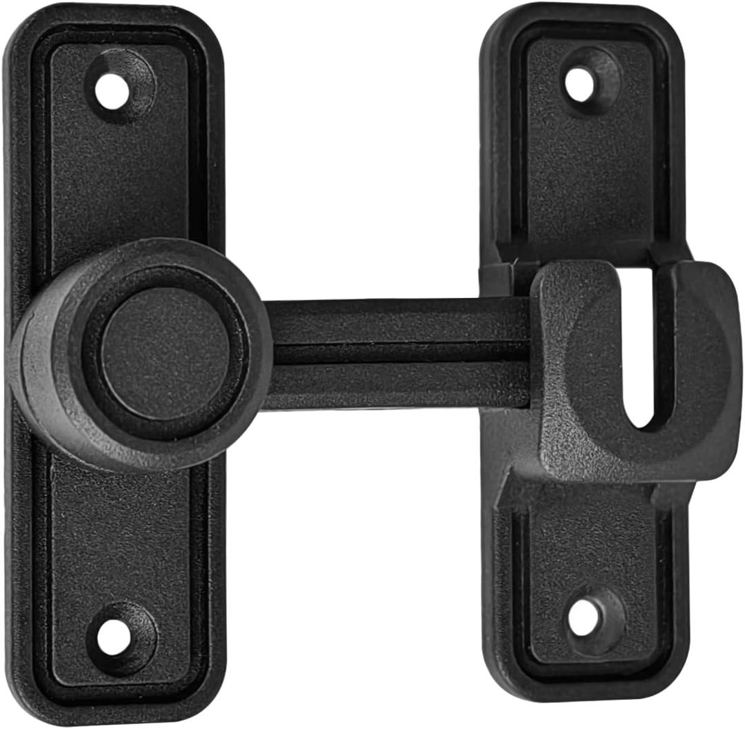 WANLIAN 90 Degree Barn Door Lock Zinc Alloy Heavy Duty Sliding Door Latch Pocket Door Lock for 180 Degree (Black)