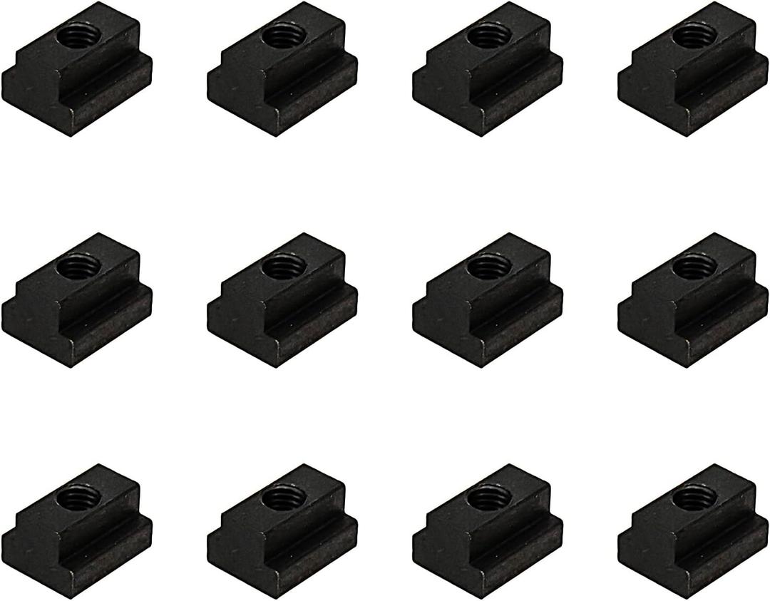 M8 T-Slot Nut,Black Oxide Finish,Grade 8.8,5/16 Threads,Slot Width 10mm,Slot Depth 6mm,Total Depth 12mm,Pack of 12
