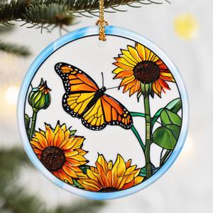 Christmas Ornaments, Dodosky 2.8in Ceramic Hanging Ornament, Xmas Decor, Christmas Tree Ornaments, Xmas Decorations for Tree, Holiday Ornament, Butterfly Lovers Gifts, Gifts for Women, Mom, Grandma