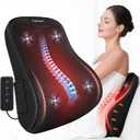 Lumbar Support Pillow for Office Chair, Heated Back Support Pillow with Vibration, Back Massage for Pain Relief, 3 Heating Levels & 4 Motors & 3 Intensities, at Home Office Car Sofa - Black
