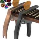 3in1 Guitar Capo for Acoustic&Electric Guitar Accessories 2 Pack | with Pick Holder and 6 Picks, Suitable for Ukulele and Stringed Instruments (Black & Bronze)