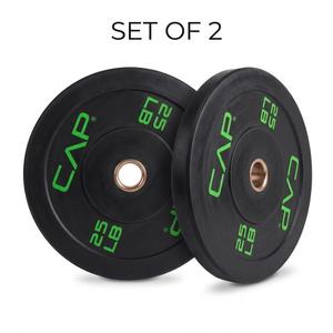 CAP Barbell 25 lb Bumper Plate (Set of 2) – High-Density Rubber Weight Plates with Steel Hub for Olympic Barbells