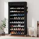Laiensia 9-Tier Vertical Shoe Rack Organizer, Space Saving Shoe Storage Organizer, Non-Woven Cover Shoe Shelf Holds 36-45 Pairs for Bedroom, Hallway, Closet Entryway, Black