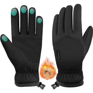 Winter Waterproof Gloves Men Women, Windproof Warm Ski Gloves for Cold Weather, Touch Screen Snow Warm, Running Driving Cycling (Medium, Black)