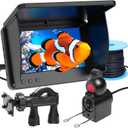 Underwater Fishing Camera with 5" IPS Monitor, 1000TVL, 178 Wide-Angle, IP68 Waterproof, 12 IR Night Vision, 98ft Cable, 8000mAh BatteryFish Finder Video System for Ice, Lake, River & Boat
