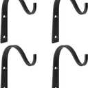 Mkono 4 Pack Iron Wall Hooks for Hanging Plant Lanterns, Plant Hanger Fence Metal Bracket for Bird Feeders, Wind Chimes, Mason Jar Sconces, Light Outdoor Indoor Rustic Home Decor, 3 Inch (Small)