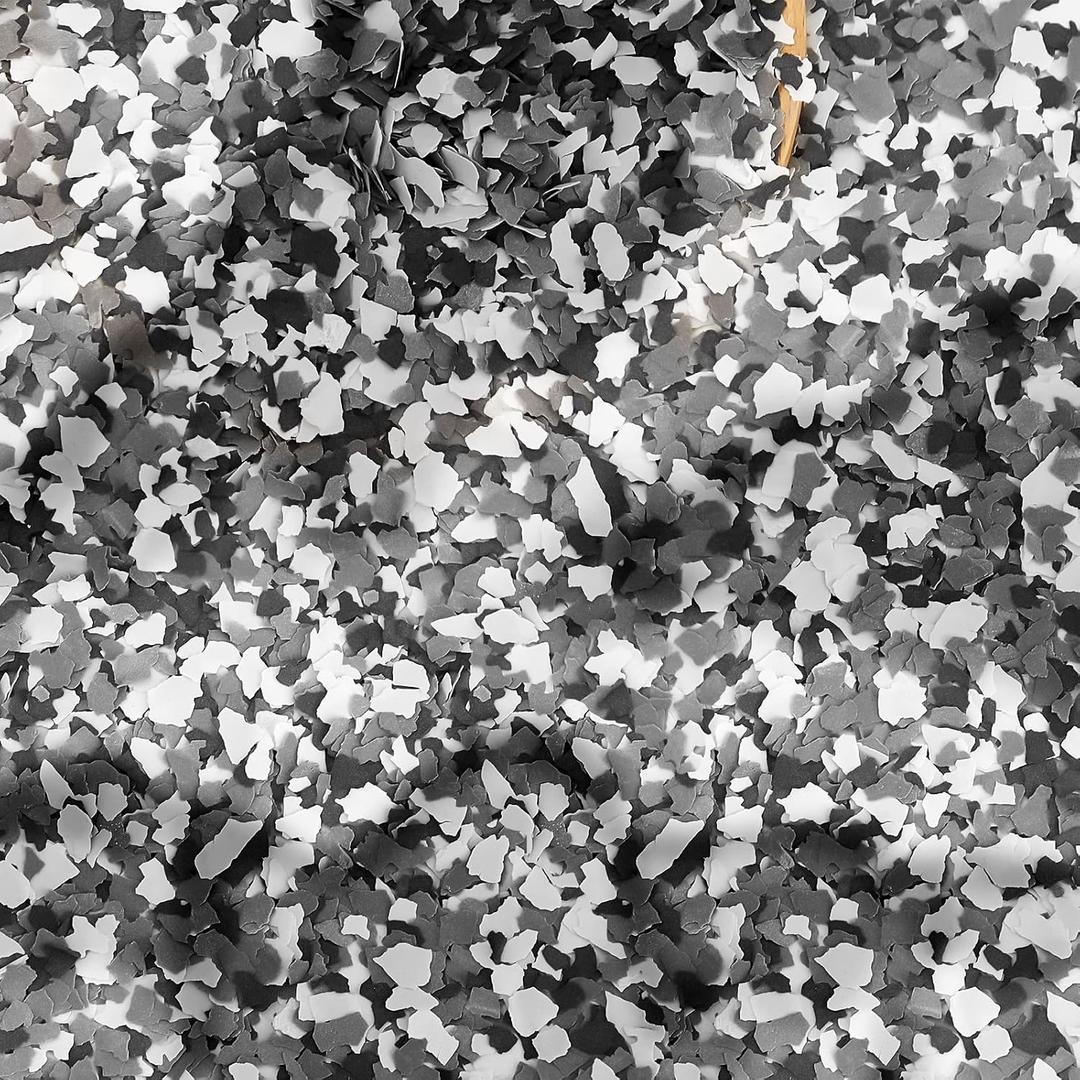 Fabbay 5.6 Kg / 12.4 lb Epoxy Flakes Floor Paint Decorative Color Chips Garage Floor Blend Coating Concrete for Garage Wall Interior and Exterior House Paint(Black, White, Gray,2-4mm)