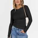 ANRABESS Womens Long Sleeve Shirts Crew Neck Fitted Knit Casual T-Shirt Going Out Tops Basic Tees Fall Fashion Outfits 2025 Black S (Black, S)