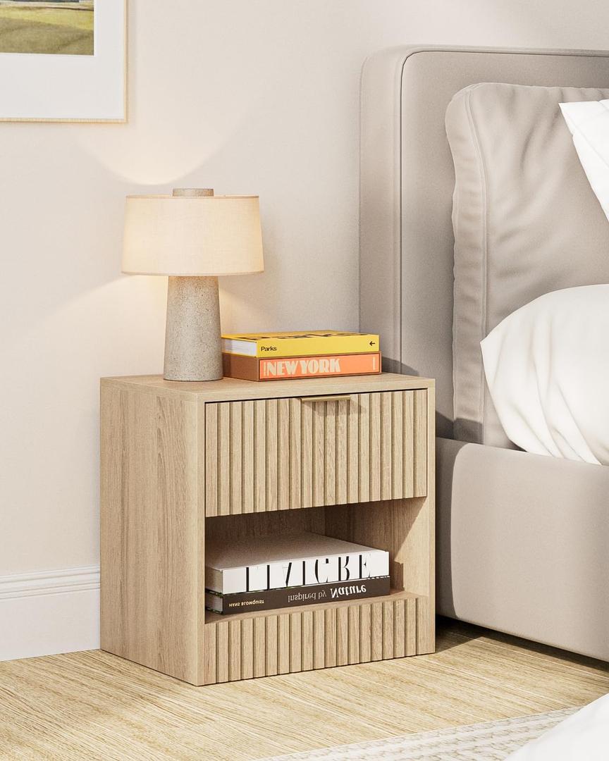 Masupu Small Nightstand Modern Bedside Table Night Stand Farmhouse Boho Wooden Side End Table for Bedroom,Living Room,Office Natural