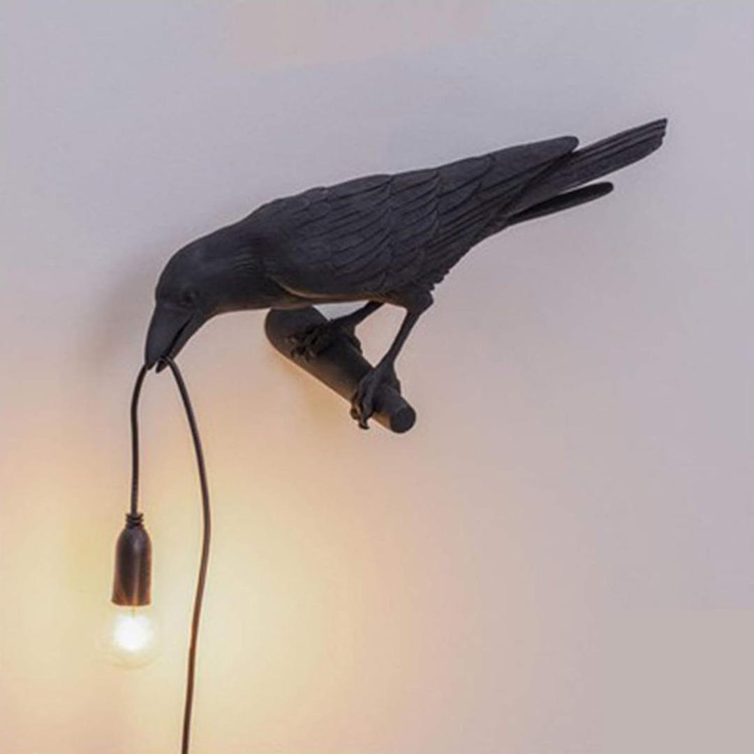 Luluckly Raven Light Birds Table Lamps Bedroom Resin Crow Desk Lamp Bedside Light Wall Sconce Black D