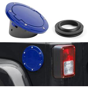 JeCar JK Fuel Filler Cover Gas Cap Aluminum Alloy Gas Tank Door Exterior Accessories for Jeep Wrangler 2007-2018 JK JKU, Blue