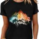 T Shirts for Women Crewneck Boho Flowers Wildflowers Graphic Tees 2025 Summer Cute Shirts Short Sleeve Tops (X-Large)