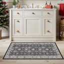 Entryway 2x4 Washable Area Rug: Oriental Stain Resistant Kitchen Runner Rugs Farmhouse Ultra Soft Bathroom Bedroom Print Floor Mat Thin Non Slip Indoor Carpet for Living Room Laudry Room(2x4,Black)