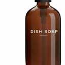 Amber Glass Dish Soap Dispenser for Kitchen Sink by Brighter Barns - Kitchen Soap Dispenser Set with Pump & Tray - Refillable Glass Bottle for Liquid - Modern Home Decor for Airbnb, Restaurant (Amber)