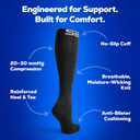 SB SOX Compression Socks for Men & Women (20-30mmHg) Best Compression Socks for Flying, Medical, Sports, Wide Calf Fit, and Daily Wear (Black, XL)
