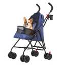 Pet Stroller Oxford Cloth Foldable Dog Strollers for Small Dogs and Cats Suitable for All Road Surfaces Wide-View Panoramic Window 4 Wheels with Brakes Portable Design, Easy to Store (Blue)