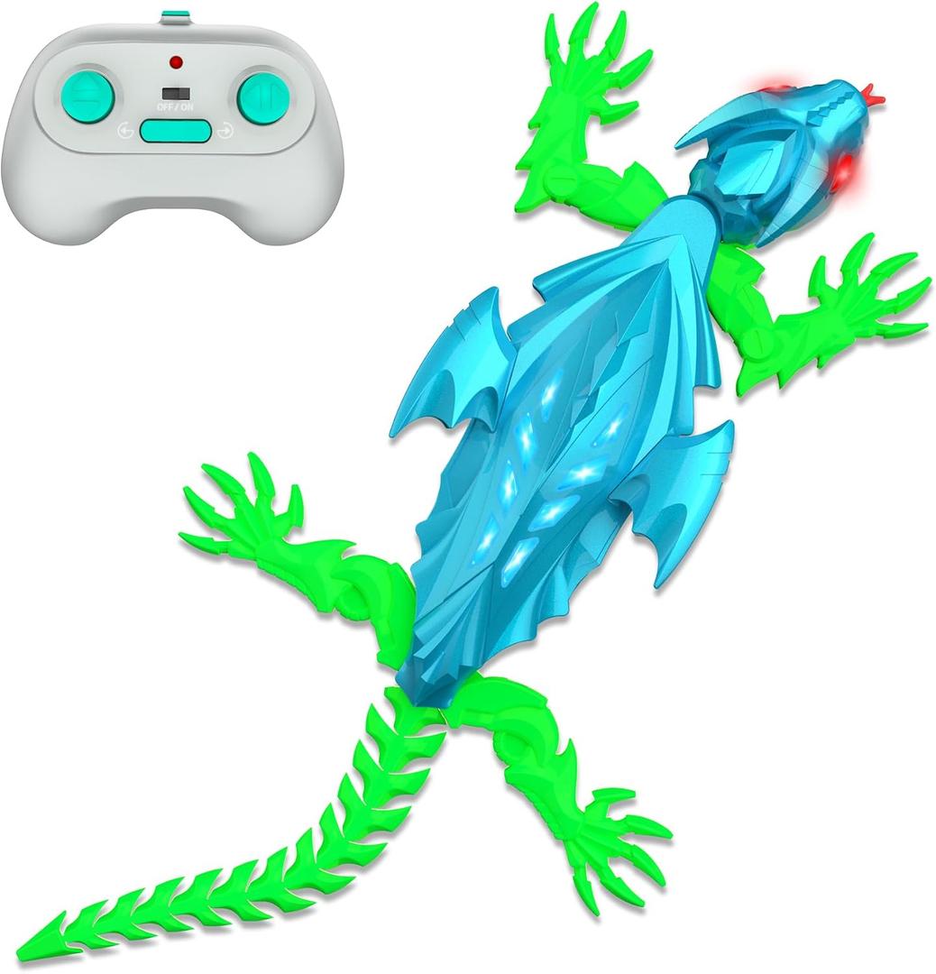 TWFRIC Wall Climbing Gecko Lizard, Robot Geckos Lizards Rechargeable Remote Control Car Toy RC Cars Toys for Kids RC Crawler for Boys & Girls Ages 6 & Up Halloween Christmas Birthday Gifts (Blue)