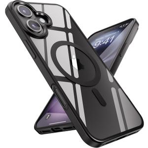 SUCGLES for iPhone 16 Plus Case with MagSafe [Ultra Strong Magnetic] [12FT Military Drop Protection] [Shockproof Bumper] Slim Thin Mag Safe Phone Cover 6.7" for Apple 16plus (Black)