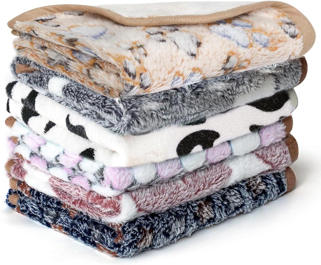 6 Pcs Absorbent Guinea Pig Blankets Washable Small Animal Fleece Bedding Cage Liners Reusable Pet Pee Pad Sleep Mat Pad Cover for Hamster Ferret Rabbit Chinchilla Hedgehog (16"x24") (Black)