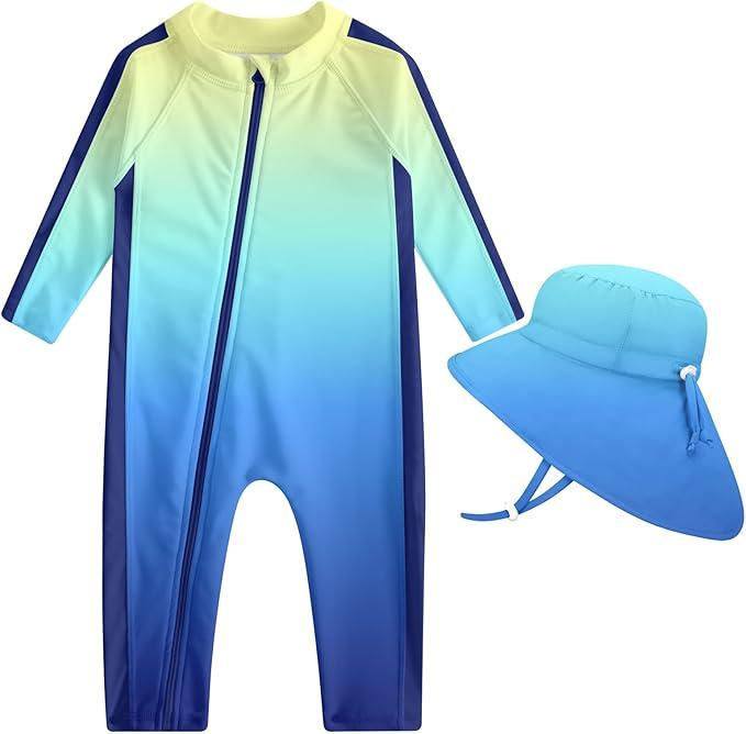 Baby Boy Swimsuit UPF 50+ Sun Protection One Piece Zip Bathing Suit 18 M