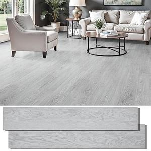 Peel and Stick Floor Tile, INMOZATA Self Adhesive Vinyl Plank Flooring Tile Wood Grain Look 35x6 Waterproof Tile Sticker for Bedroom, Living Room, Kitchen, RV (Light Gray)
