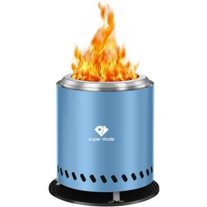 PY SUPER MODE Tabletop Fire Pit with Stand 10.2 x 8.7 in, Smokeless Firepit Camping Outdoor Table Top Firepit for Urban & Suburbs with Portable Travel Bag, Fueled by Pellets or Wood, Stainless Steel