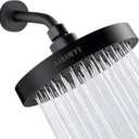 High Pressure Rainfall Shower Head, 6 Inches Luxury Modern Showerhead with Perfect Adjustable Replacement, Removable Restrictor, Easy Installation for Your Bathroom Shower Heads (Matte Black) (6 Inch Round (1 PCS))