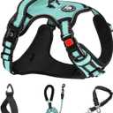 NESTROAD No Pull Dog Harness,Adjustable Oxford Dog Vest Harness with Leash,Reflective No-Choke Pet Harness with Easy Control Soft Handle for Medium Dogs(Medium,Turquoise)