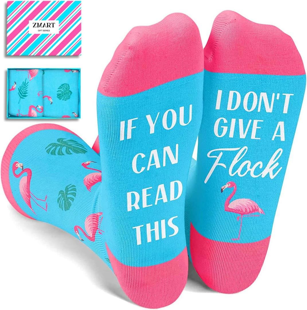 Zmart Flamingo Turkey Gifts - Funny Novelty Crazy Flamingo Turkey Socks for Women Men Teens