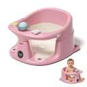 Baby Bath Seat for Babies 6 Months & up with Thermometer, Non-Slip Toddler Bath Seats for Sitting Up, Safe Infant & Newborn Bathtub Chair with 4 Suction Cups, Soft Cushion & Temperature Display, Pink