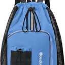 Hoedia Mesh Swim Bag Drawstring Backpack Beach Backpack for Swimming, Pool, Gym, and Workout Gear 