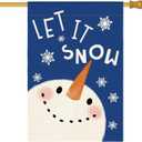 AVOIN colorlife Blue Let It Snow Snowman Snowflake House Flag 28 x 40 Inch Double Sided, Christmas Winter Holiday Yard Outdoor Decorative Flag