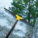 Floor Squeegee for Concrete and Tile Cleaning, 24'' Rubber Wiper Broom, Large Heavy Duty Water Scraper with 60'' Long Handle for Garage, Deck, Bathroom, Shower Glass, Window