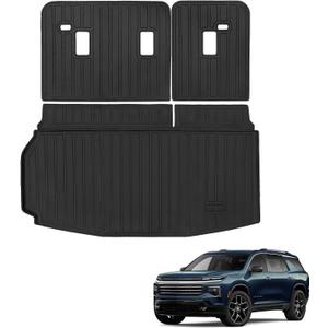 Sze Cargo Mat with Backrest Mats for 2024 2025 2026 Chevy Traverse (NOT 2024 Limited) & 2025 2026 Buick Enclave Trunk Mat TPE Seats Back Mat All Weather Cargo Liner for Chevy Traverse Accessories