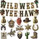 3 x Western Cowboy Party Decorations - West Rodeo Theme Decor Wild West Yee Haw Banner Hanging Swirls for Birthday Baby Shower Party Supplies