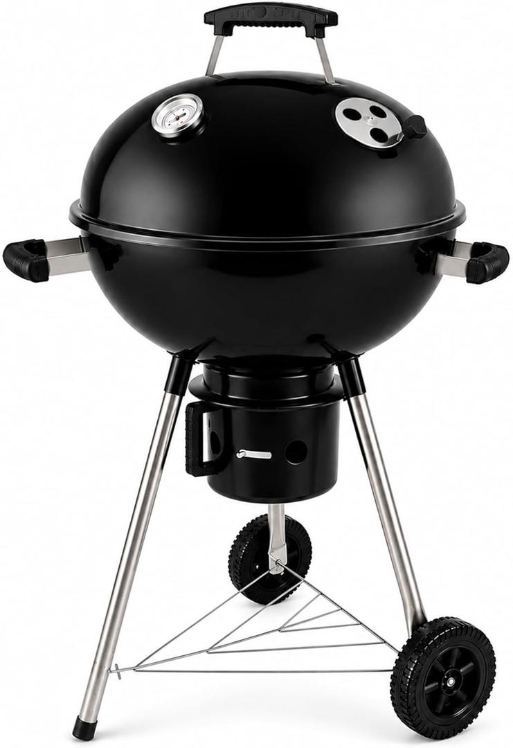 18-Inch Kettle Charcoal Grill with Lid & Wheels | Beginner-Friendly, For Backyard, Patio & Family Cookouts, Easy-to-Use, Ash Catcher