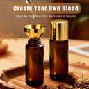 Warmify Green Aventurine Roller Bottles for Essential Oils, 50ml Refillable Amber Glass Roll On Bottles with Natural Crystal Roller Balls, Leak-Proof Travel Perfume Bottle with Gold Caps