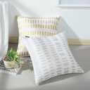 2 x Metallic Gilding Silver Print Couch Throw Pillow Cover 1pc Pure Nature Linen Blend 20"X20" AmaZulu Geometric Decorative Pillowcase Christmas Pillow Cover Accent Cushion Shell 50X50cm