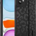 MOWIME Compatible with iPhone 11 Case with Strap Wrist, Cheetah Print Shockproof Soft TPU Protective Cover for Women Girls, Slim Anti Scratch Case for iPhone 11 6.1 Inch, Black