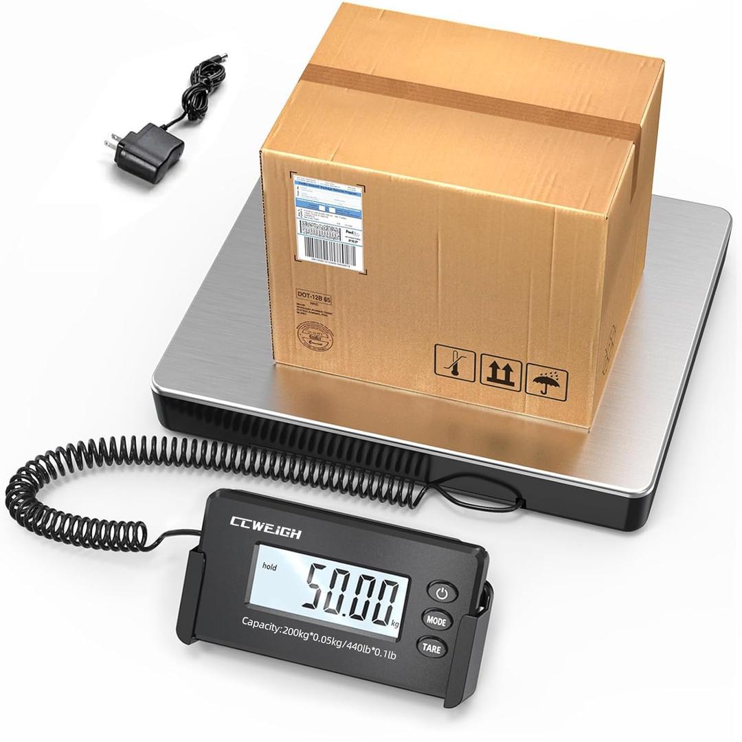 Heavy Duty Shipping Scale,440 LBS high Precision Hidden Wall Mounted Display, Portable Multi-Function Weighing Scale for Warehouse, Office, Delivery Company, Includes Adapter and Product Manual