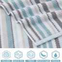 VOOVA & MOVAS Aqua Striped Towels Set, Quick Dry, Thick & Absorbent, Soft, 6 PCS Bathroom Towels