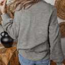 SHEWIN Women's Casual Long Sleeve Sweatshirt Lightweight Button Drawstring Pullover Tops (Gray, XL)