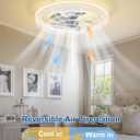 24in Low Profile Ceiling Fans with Lights and Remote, 3000-6500K Dimmable LED Fan Light, Flush Mount Bedroom Ceiling Fan, 6 Wind Speeds Bladeless fandelier with APP for Kitchen Balcony Office Gym