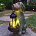 Dog Garden Statue Outdoor Dcor with Solar Lights Lantern,Dog Solar Light Figurines Outside Decorations for YardLawn ,Patio, Balcony, Unique Housewarming Gifts