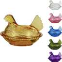 Chicken Shaped Crystal Candy Dish with Lid Snack Bowl for Nuts, Dessert & Candy Decorative Jar for Home Kitchen, Office Desk & Tabletop Decor (Gold)