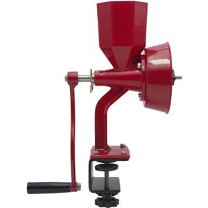 WONDERMILL Junior Deluxe Grain Mill for Flour, Hand Crank Wheat Mill for Grains, Nuts, Seeds, Oily Foods & Spices, Grain Grinder with Stone and Stainless Steel Burrs (Red)