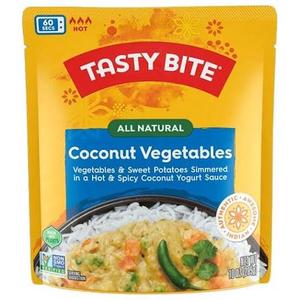 Tasty Bite Hot & Spicy Coconut Vegetables, 10 Ounce, Pack of 6, Ready to Eat, Microwavable Entree, Vegetarian, BBD: 03-21-27