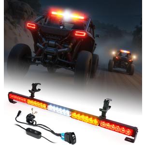 30'' UTV LED Chase Light Bar w/ 1.75''-2'' Roll Cage Mount Bracket Rear Chase Light Bar w/Brake, Running, Reverse & Turn Signal Lights for Polaris RZR Can-Am Yamaha, Kawasaki 4x4 Trucks (RYWYR)