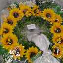 Front Door Wreath Sunflowers and Daisies, 20" Spring Wreaths for Front Door, Wreaths for Front Door w/Long Door Hook, Optional Reversible Welcome and Blessed Sign Spring Wreath, Front Door Decor